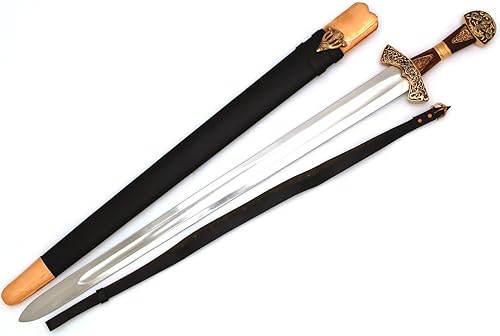 Miniatura 2 de Medieval Warrior Espada real vikinga hecha a mano forjada a mano resistente del siglo 9 viene con vaina (BR-213)