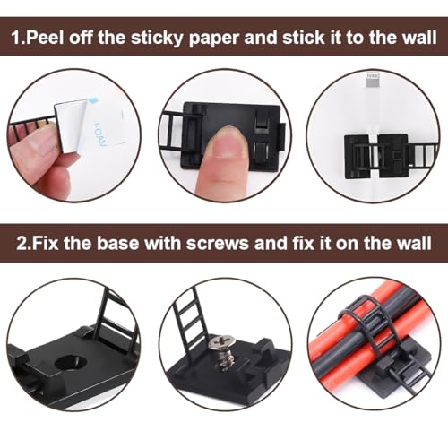 20 Piezas Ataduras Adhesivas para Cables Bajo Escritorio Organizadoras de Cables para TV, PC, Laptop, Ethernet, Escritorio, Pequeñas miniatura 3