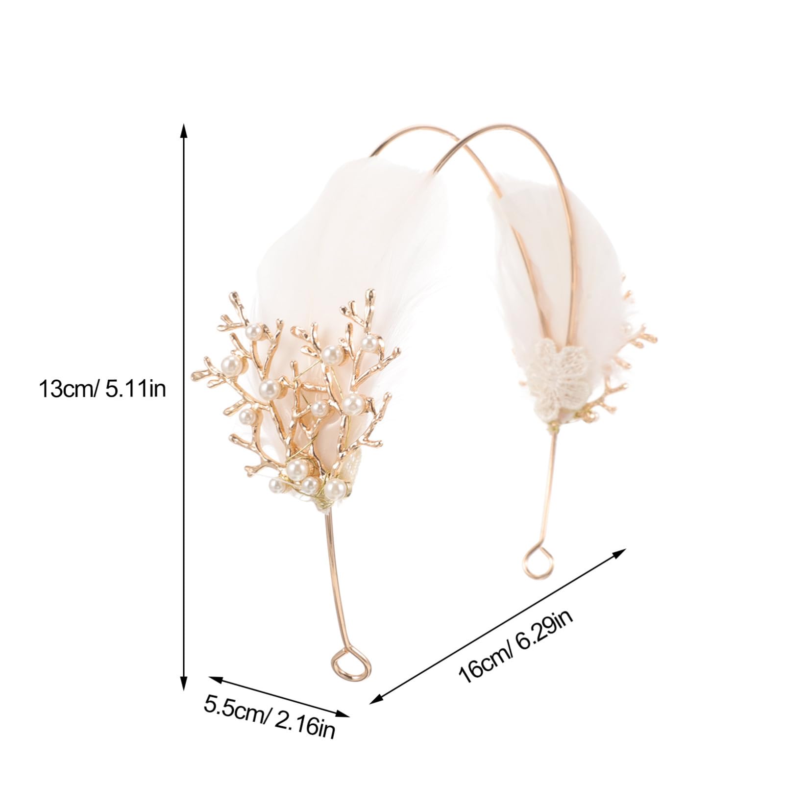Diadema de Plumas para Mujer Blanco Metal Elegante de Boda | Adorno Rama Dorada, Complemento para Cumpleaños y Sesiones Fotográficas, Estilo Delicado