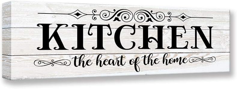 Kas Home Vintage Kitchen Canvas Wall Art | Rustic Kitchen Rules Prints Farmhouse Signs Framed | Family Sign Kitchen Wall Decor (5.5 X 16.5 inch, Kitchen-02)