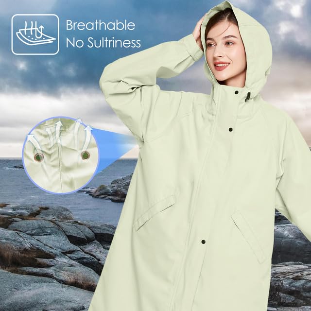 LAMA Regenmantel Wasserdicht Regenponcho Unisex Regenjacke Atmungsaktiv Regencape Regenschutzbekleidung Raincoat für Herren Damen Fahrrad Wandern Camping Reisen, Grau, L
