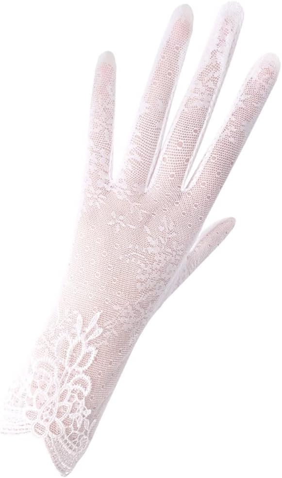 Lace Gloves Women's Thin Driving Touch Screen Breathable Ice Silk Riding Tram Gloves(E)