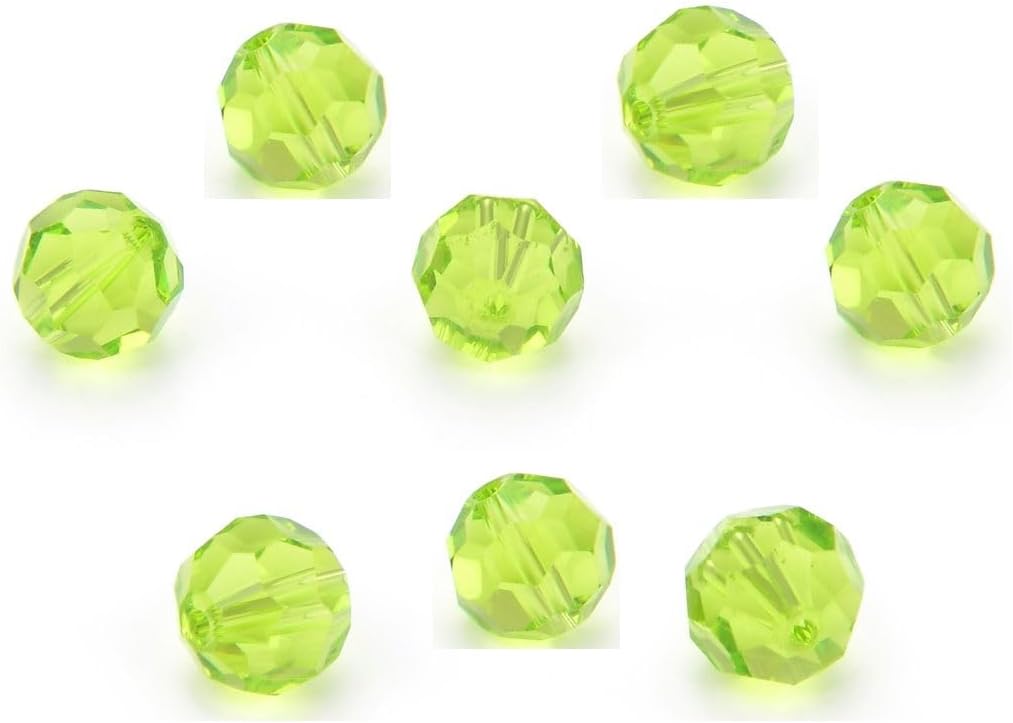 100pcs Adabele Austrian 10mm Faceted Loose Round Crystal Beads Light Olivine Green Compatible with 5000 Swarovski Crystals Preciosa SS2R-1017