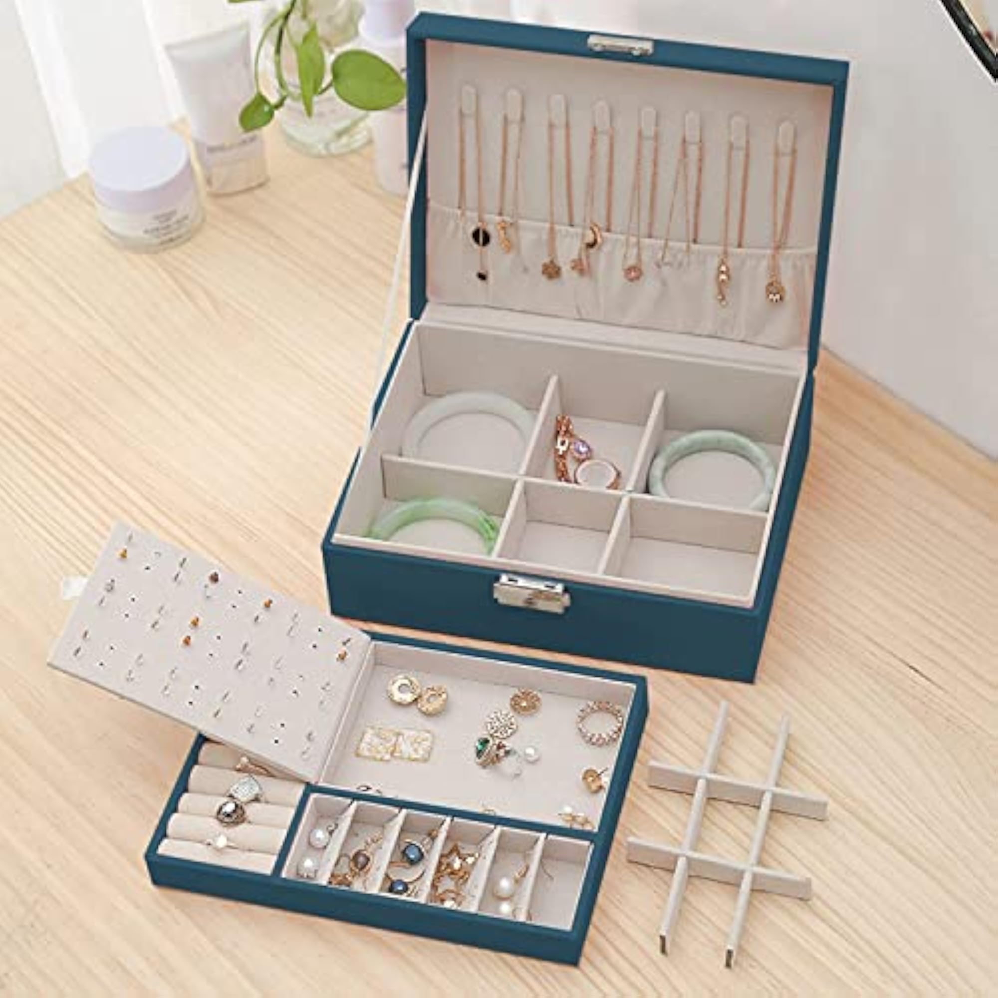 Double Layer PU Leather Jewellery Organiser Box for Women
