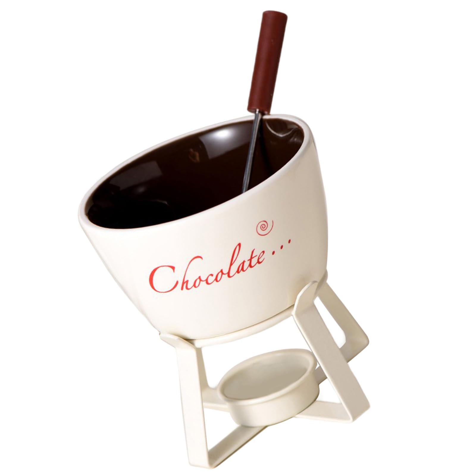 Shurhome Fondue Pots Set Tealight Porcelain Melting for Cheese Chocolate Butter Caramels Ceramic Butter Warmers with Fork Electric Fondue Set with Forks