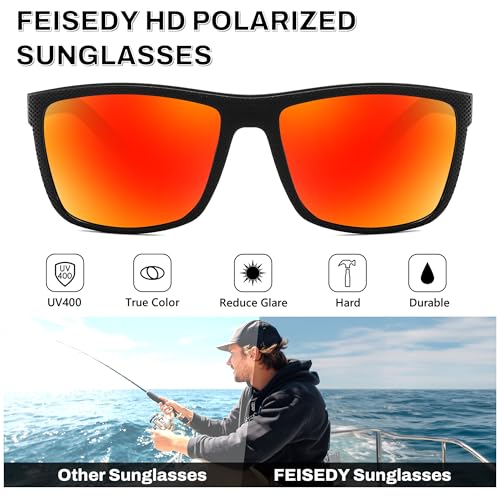 Image of FEISEDY Polarized Sunglasses for Men and Women Lightweight Frame Sun Glasses with UV400 Protection for Driving Fishing B0301