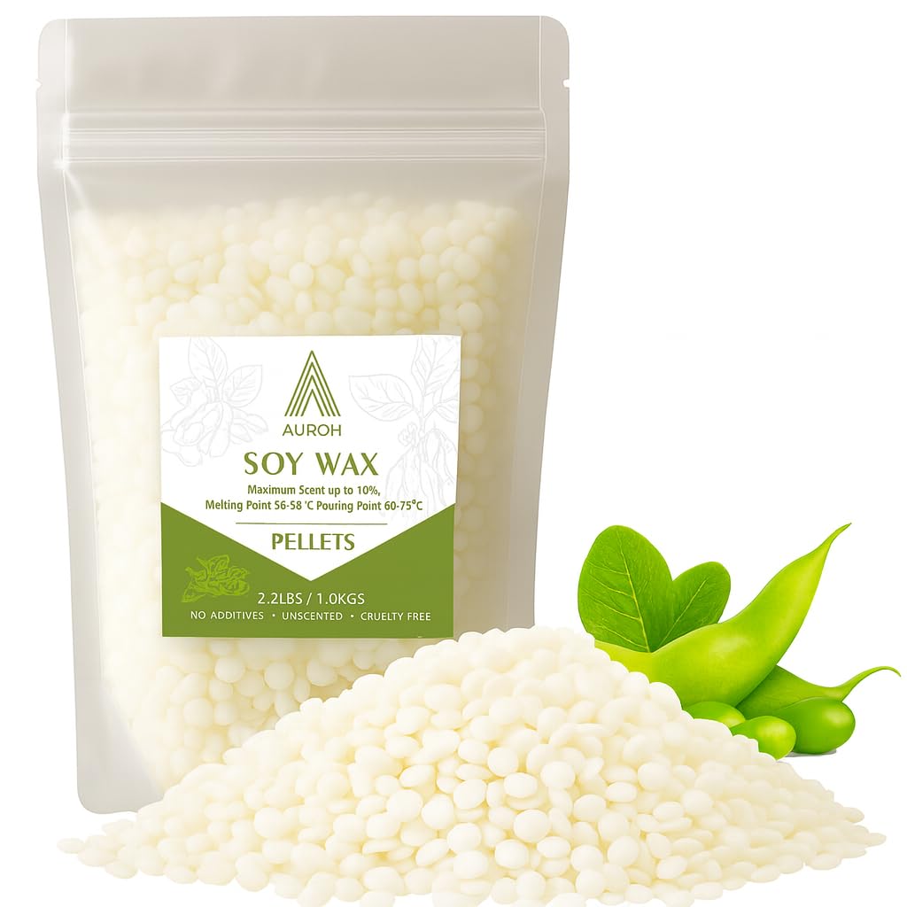 Soy Wax Pellets 1KG - Vegan SOYA Candle Wax for Candle Making, Auroh
