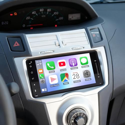 4+64G Android 14 Car Stereo for Toyota Yaris 2005-2011 Head Unit 2 Din Car Radio with CarPlay Wireless Android Auto 7 Inch HD Touch Screen GPS WiFi FM RDS Bluetooth SWC Mirror Link Backup Camera