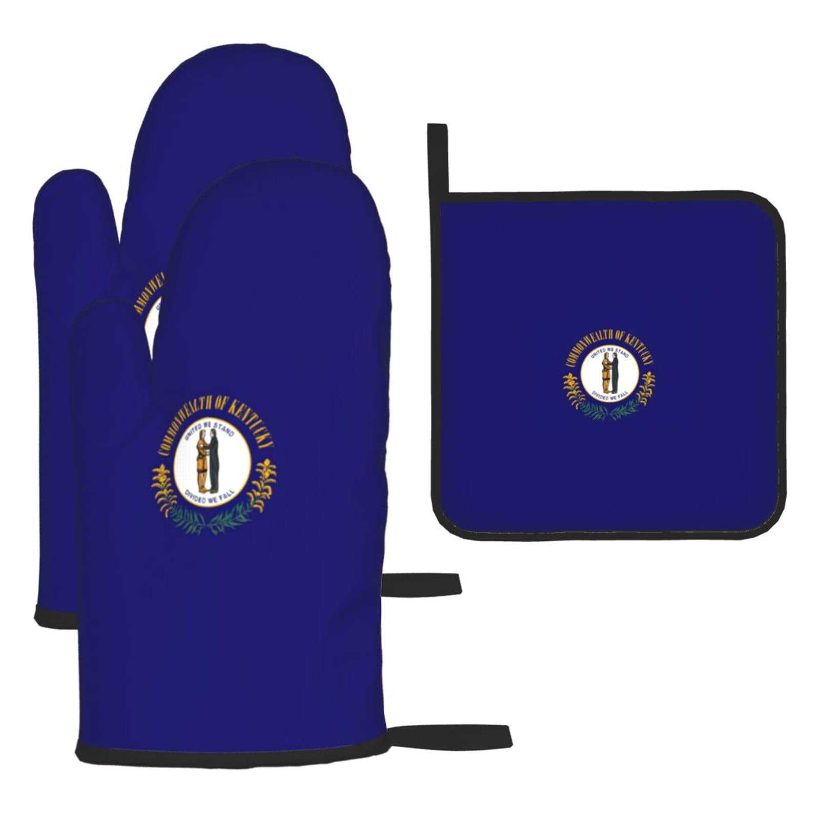 Kentucky State Flag Print Oven Mitts Kitchen Gloves Set Everyday Baking Grilling Microwaving Cooking Gift