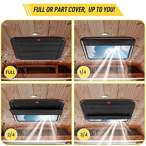 Image of funomo Magnetic RV Vent Cover - 16.25 x 16.25 Inch Foldable Magnet RV Blackout Window Shade Sun Cover with UV Protection and Waterproofing, Comes with Storage Bag (Black)