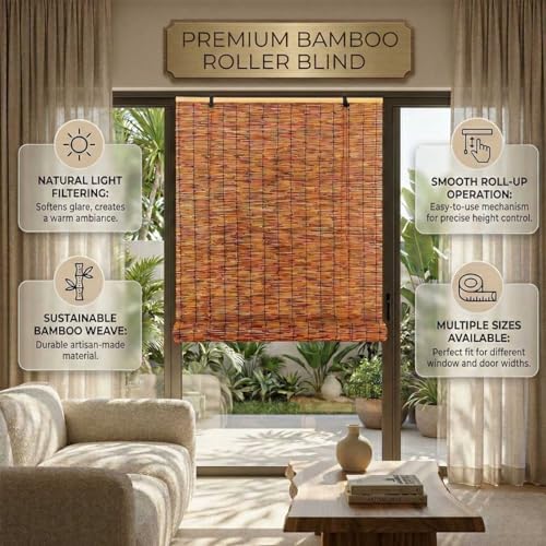 Rideau occultant en bambou naturel isolant et brise-vue pour fenêtre et pergola de jardin - 5