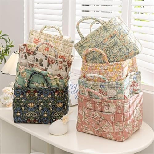Boho Fabric Storage Basket, Square-Shaped Tote Bag with Compartments, Waterproof Beach and Travel Essentials Quilted Nurse Travel Bag for Women, Perfect for Shopping/Travel/Bedroom (#6)3