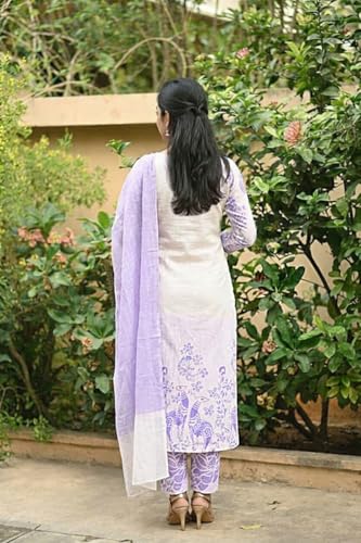 Image of ANNI DESIGNER Women's Rayon Viscose Straight Printed Kurta with Pant and Dupatta | Elegant Floral Print Kurti Set | Soft Breathable Fabric | Stylish Ethnic Outfit for Office, Festive & Casual Occasion