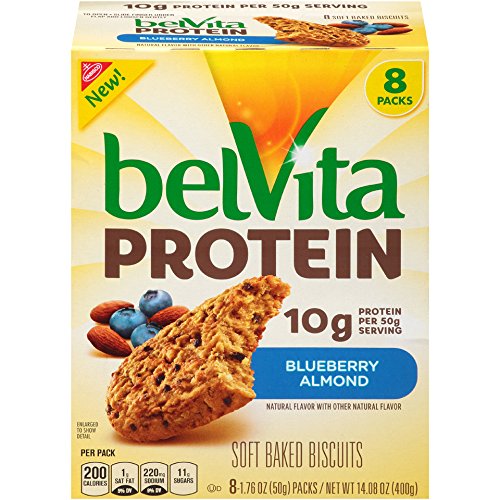 belVita Protein Blueberry Almond Soft Baked Biscuits, 8 Count Box, 14.08 Ounce