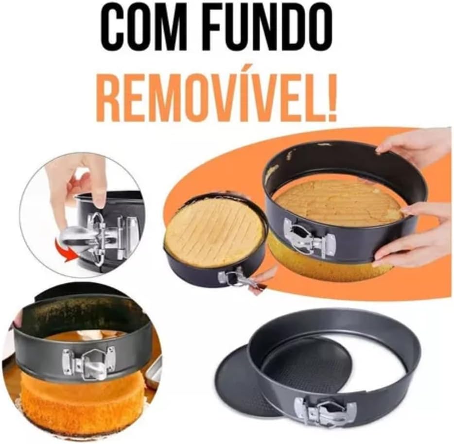 Conjunto 3 Formas Redondas de Alumínio com Fundo Removível Jogo Antiaderente para Bolo e Torta, kit de Assadeiras - 24,26 e 28 cm Conjunto 3 Formas Redondas de Alumínio com Fundo Removível Jogo Antiaderente para Bolo e Torta, kit de Assadeiras - 24,26 e 28 cm
