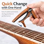 Quick-Change Guitar Capo with 6 Picks for Acoustic & Electric Guitars | Compact 6-String Rosewood Color Capo Set, Cushioned Silicone Contact, Even String Pressure, Capos for Practice Lessons Gigs