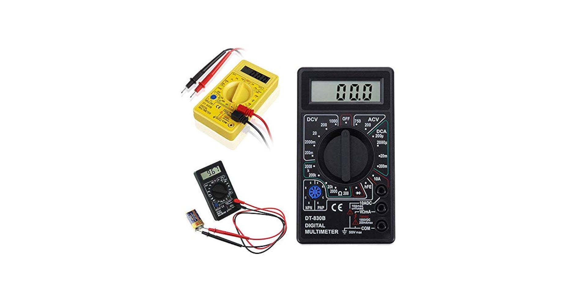 Multimetro Digitale Professionale WinGluge - Tester Elettrico Con Display LCD Retroilluminato Per Misurare Tensione, Corrente E Resistenza