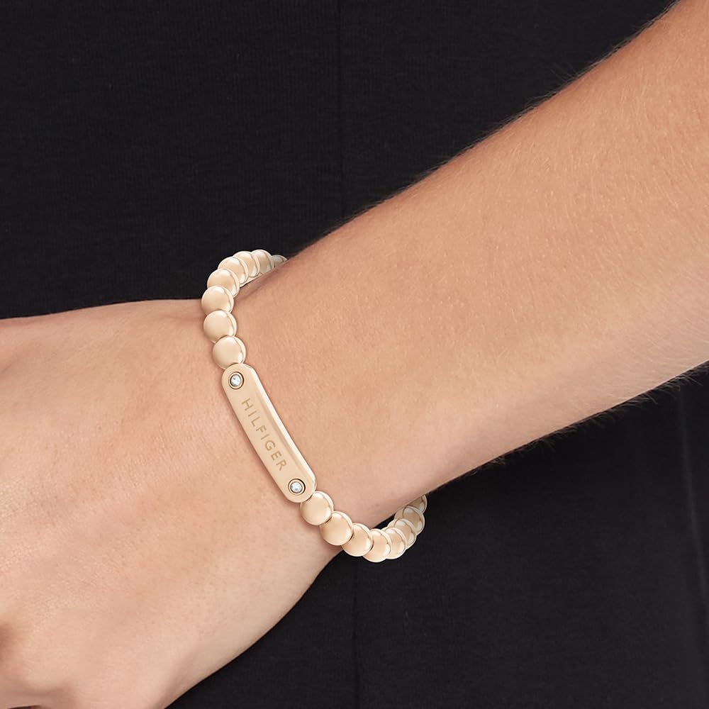 Tommy Hilfiger Jewelry Braccialetto di perline da donna Collezione in Acciaio Inossidabile, Color oro giallo o oro rosso