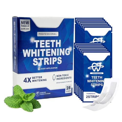 Teeth Whitening Strips,Tooth Whitening Pack of 28 Strips for Sensitive Teeth,Gentle Care Teeth Whitening Kit for Stain Removal,4X Better Whitening Fast Results Tooth Whitening Strip Solution