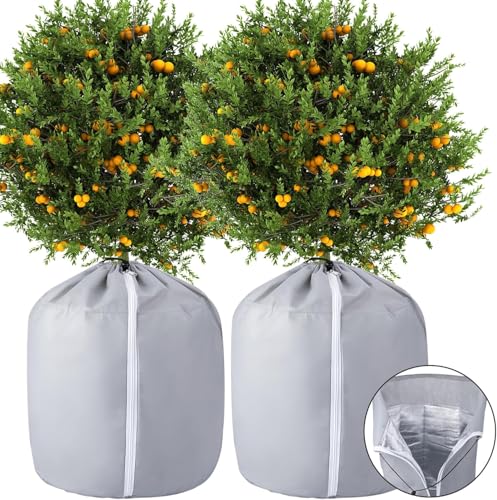 GIONAR 2 Stück Thermo Topfschutz für Pflanzen- 70x65cm Topfpflanzen Schutzbeutel - Winter Topfschutzsack mit Zugband für Frostschutz Pflanztöpfe Pflanzkübel vor Frost und NäSse