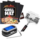 Grillaholics Premium Nonstick Grill Mat 2 Pack + Grillaholics Remote Wireless Meat Thermometer +...