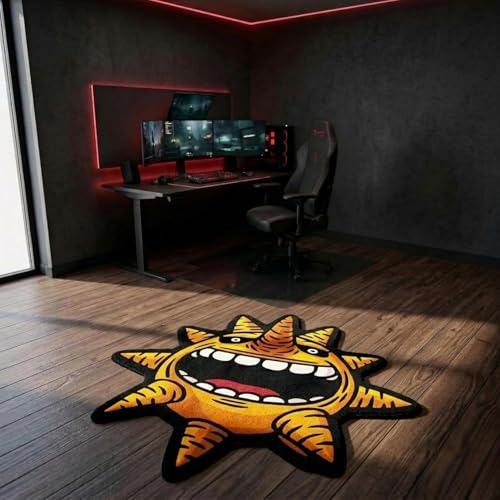 Crown Anime Shaped Sun Face Rug Cartoon Sun Decor Rug for Bedroom Living Room Soft Non-Slip Kids Area Rug