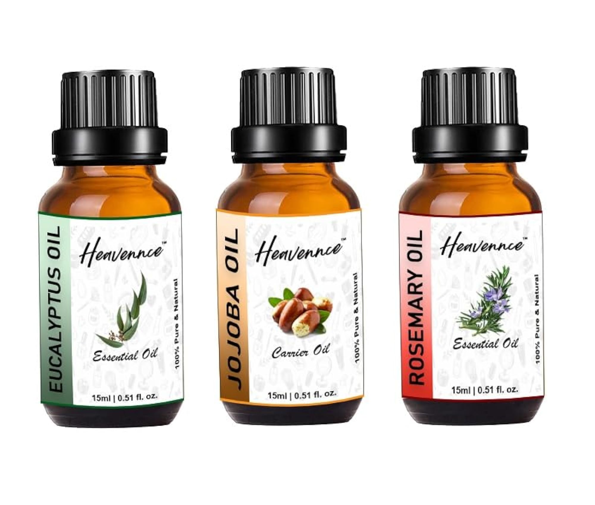 Eucalyptus, Jojoba & Rosemary Essential Oil Set, Aromatherapy