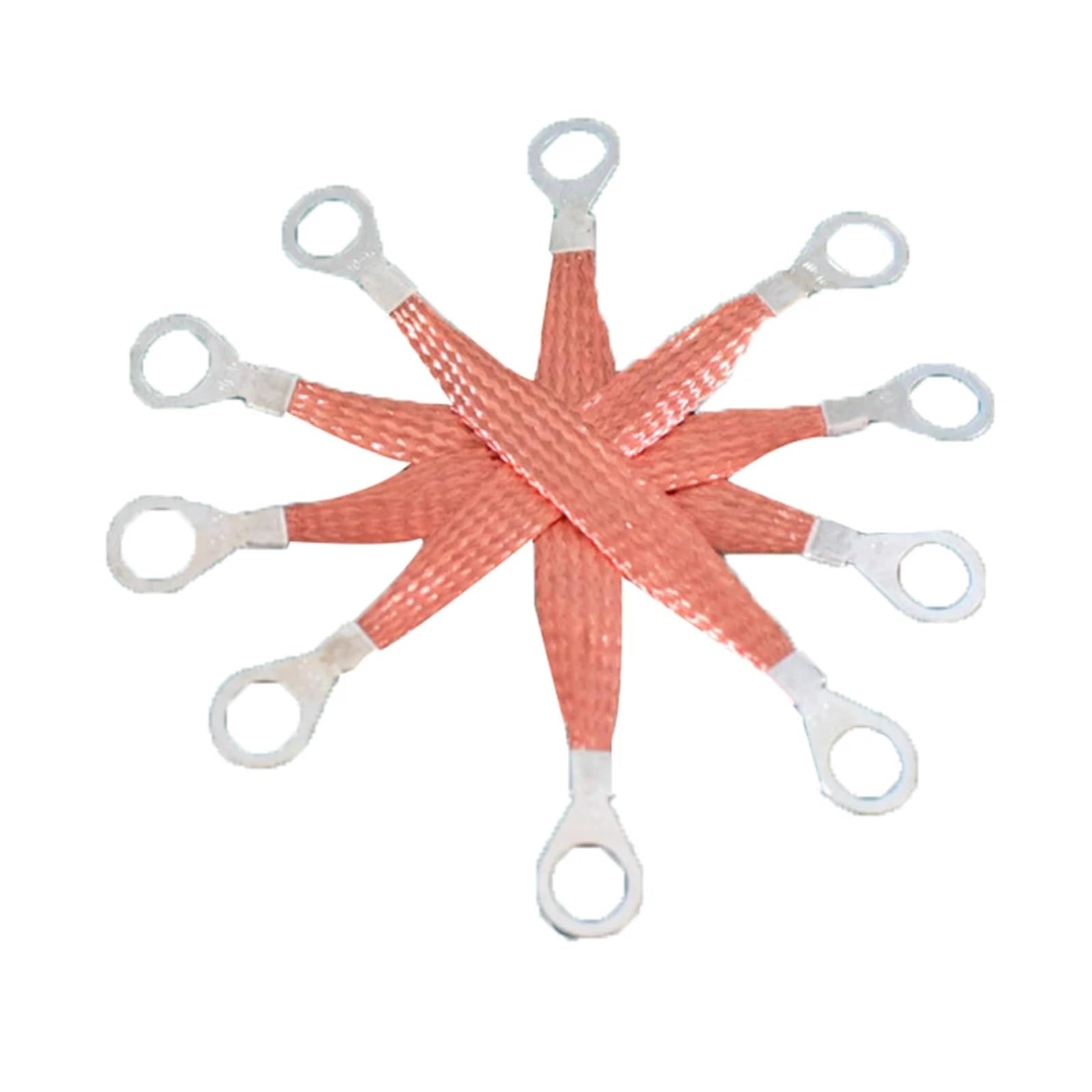 HYQOUKLR Bridge Ground Lead Flexible, Braided Copper Ground Straps 10pcs Flange Jumper M10-M24(200mm 10pcs,Terminal apertur M10)