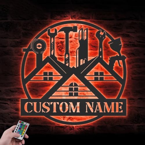 Custom Tool Repair Metal Sign with LED Lights, Personalized Text Jobs Sign, Custom Name Sign, Neon Wall Décor Sign A01-TAMT4.5