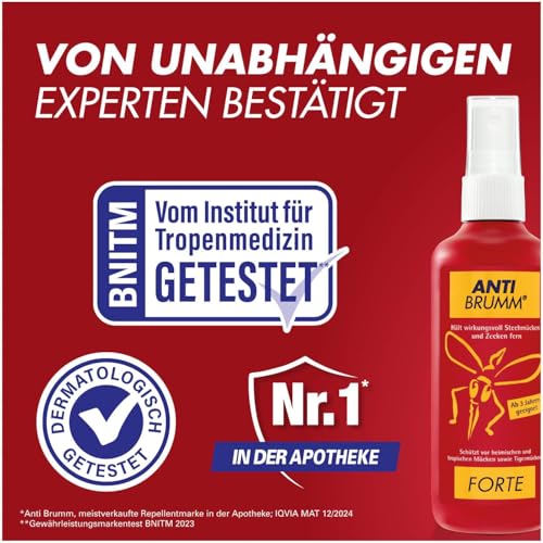 Anti Brumm Forte Pumpspray, 2 x 75 ml: Insekten-Repellent für effektiven Schutz gegen Mücken und Zecken, Mückenspray mit DEET