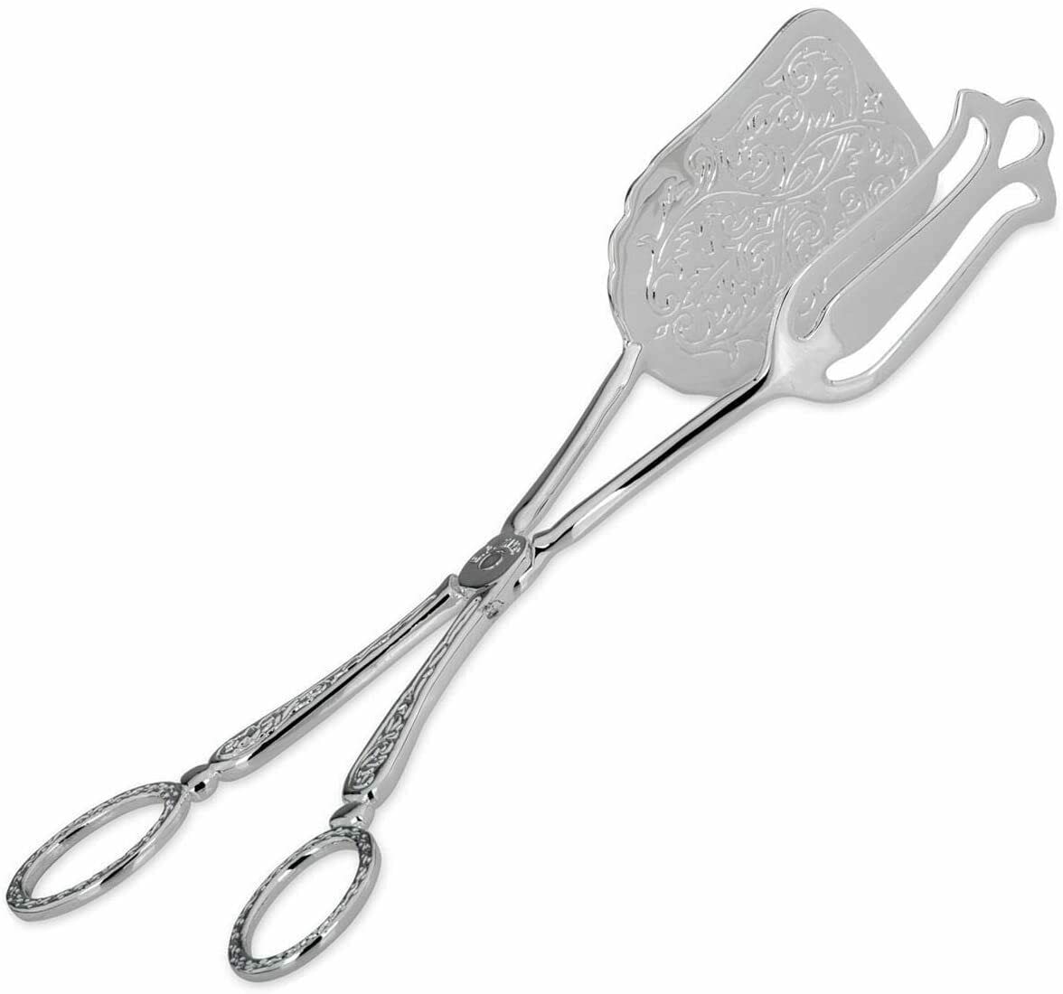 versilberte verzierte Gebäckzange verziert Höhe 5.5 cm Länge 22 cm Breite 5 cm