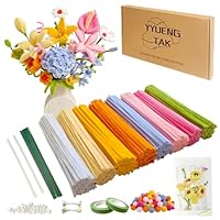 YYUENG TAK 500 Stück Dopamin-Farben Pfeifenreiniger Blumen set,Geschenkbox enth Anweisungen,25 Blumendraht,100 Staubblatt,Perle,pompons,2 Klebeband,pfeifenputzer zum basteln Blumen Basteln & Diy