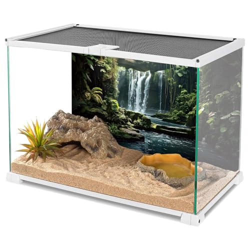 MIRRORANG 61x41cm Waterfall Terrarium Background Tropical Jungle Trees Reptile Habitat Background Rainforest Aquarium Background Fish Tank Background - Image 3