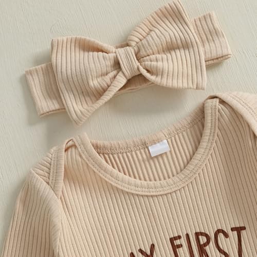 Adobabirl My First Christmas Baby Girl Outfit Newborn Onesie Embroidery Long Sleeve Romper Headband Fall Winter Clothes4