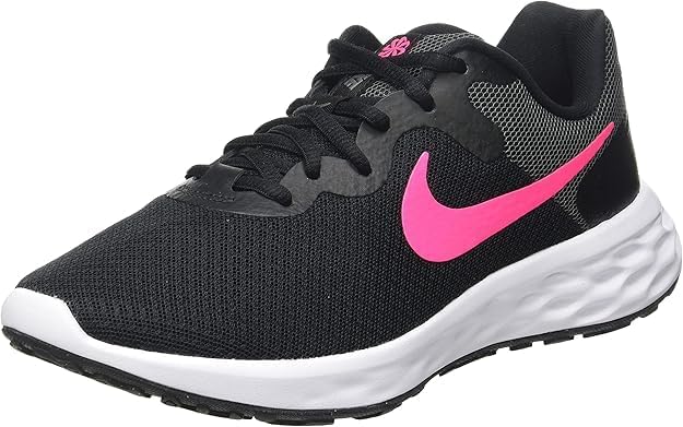 Nike Revolution 6 Women's Road Running Shoes, Black/Iron Grey/Hyper Pink, Size 11 Wide
