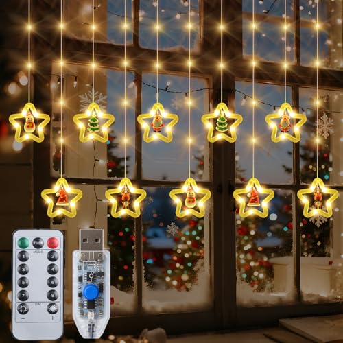Qoosea LED Lichterketten Stern, 100LED 3-M Weihnachten Lichterketten,...