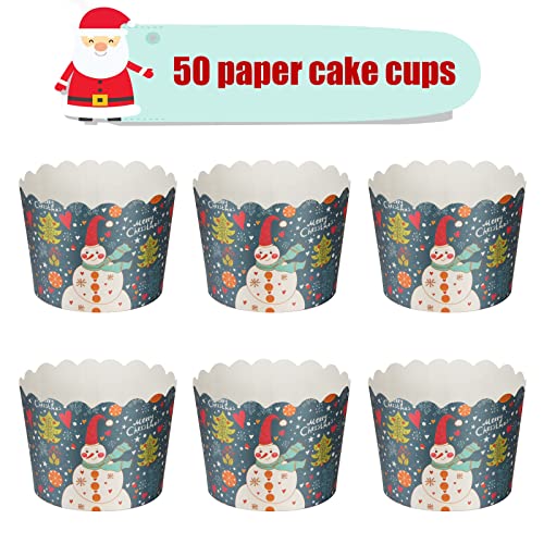 50 Pcs Paper Cupcake Liners Baking Cups Vonyda Christmas Cupcake Wrappers Holders For Cake Balls, Muffins, Cupcakes, And Candies（Blue Cupcake） #TOP2