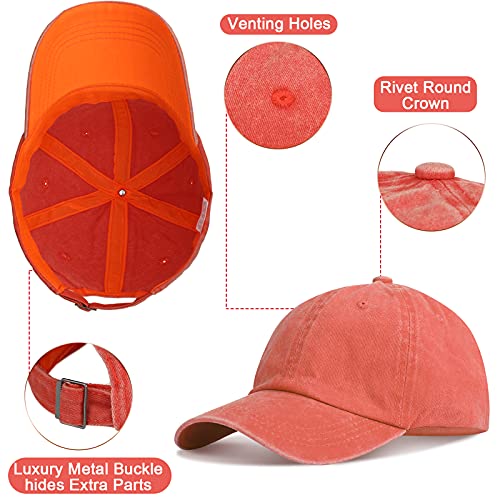 Image of Geyoga 7 Pieces Unisex Vintage Washed Distressed Baseball Hat Baseball Cap for Dad Twill Adjustable Hat