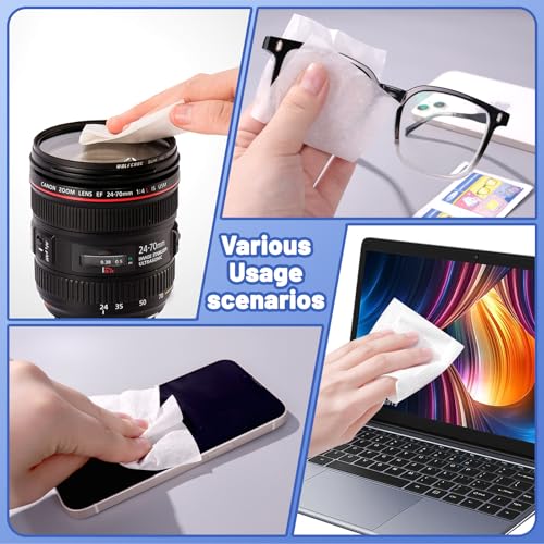 400 Pcs Cleaning Wipes for Glasses,Pre-Moistened Lens Cleaning Wipes, Computer & Laptops Screens, Smart Phones, Optical Lens, Goggles, and Watch Screen l Quick-Dry and Scratch-Free