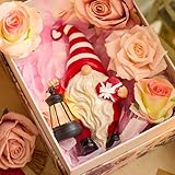 TERESA'S COLLECTIONS 20CM Lovely Red Gonk with Solar Lanterns, Gonk Gifts for Wedding Anniversary Valentine's Day, Waterproof Standing Resin Gnome Ornament for Tabletop & Garden & Fireplace - Image 2