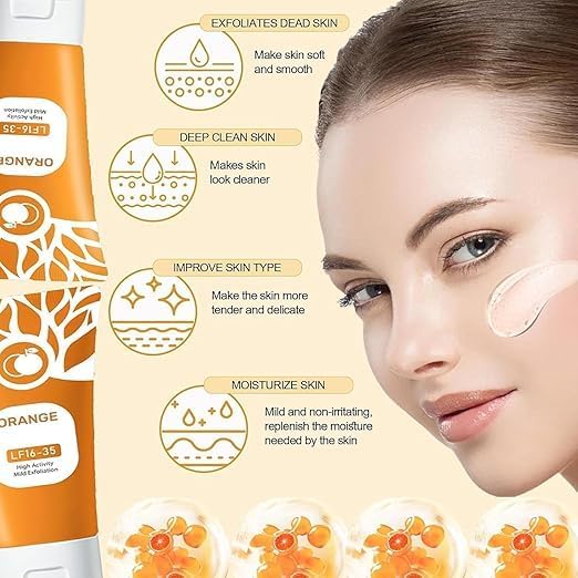 Image of Orange Enzyme Exfoliating Gel for Face & Body | Vitamin C Deep Cleansing Scrub | Dead Skin Remover | Brightening & Pore Cleansing Gel | For Men & Women (100g)