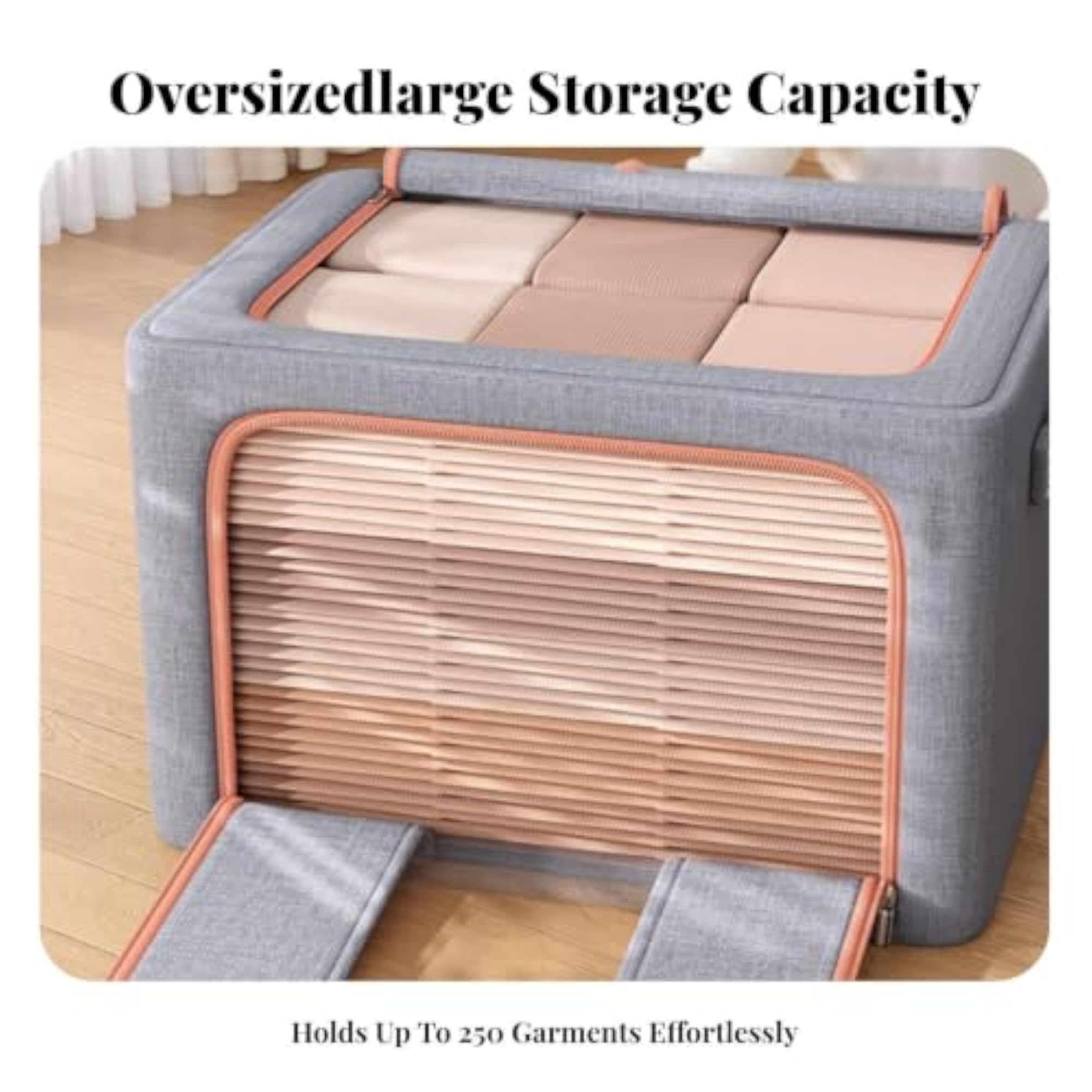 Foldable Textile Container for Clothes, Stackable Organizer Box