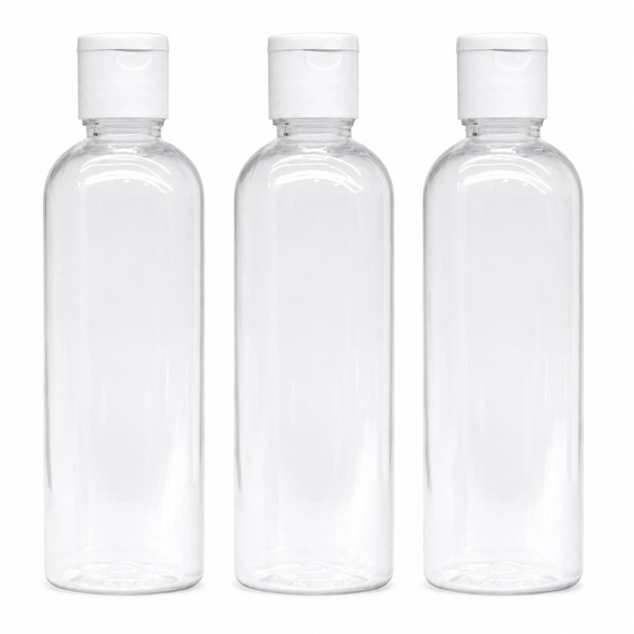 MAPPERZ Empty Clear Refillable Bottles Travel Size, Cosmetic Containers Small Leak Proof Squeeze Bottles with White Flip Top Cap for Toiletries, Shampoo, Round, 100ml, Pack of 3-picture-34