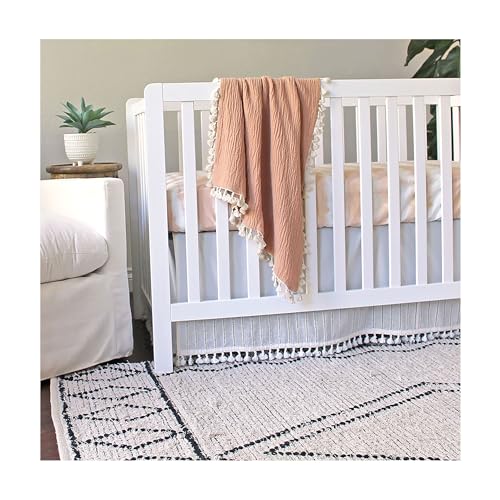Crane Baby Soft Cotton Crib Mattress Sheet, Fitted Sheet for Cribs and Toddler Beds, Pink Tie-Dye, 28”w x 52”h x 9”d