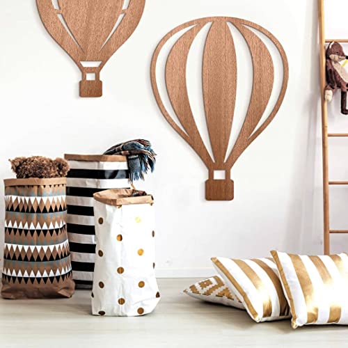 K&L Wall Art Globo aerostático para habitación infantil, diseño de madera, para bebé, niña, niño, dormitorio, decoración moderna (chapa de caoba, 10 x 13 cm) Cover