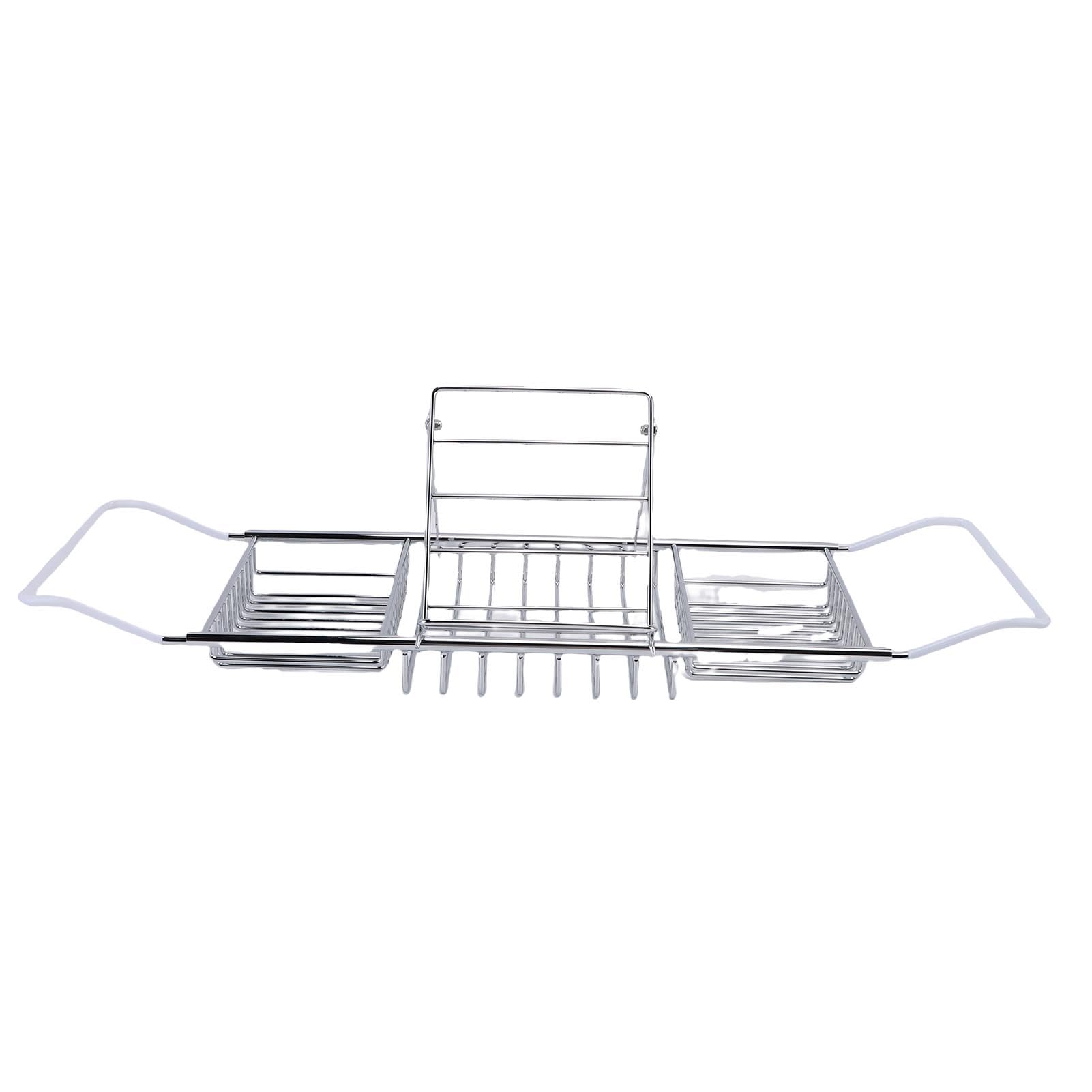 MYUYEE Expandable Stainless Steel Bathtub Tray Adjustable Bath Caddy For Soap Shampoo & Bath Balls Storage Practical Bathroom Nizer For Relaxation And Convenience (Argent)