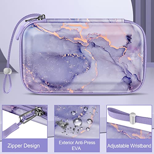 Image of Fintie Carrying Case for Nintendo New 2DS XL LL /New 3DS / 2DS / 3DS XL LL, Protective Hard Shell Portable Travel Cover Pouch with Game Card Slots & Inner Pocket, Lilac Marble