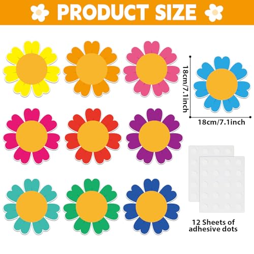 Image of gisgfim 80Pcs Colorful Flower Cutouts Back to School Decorations Bulletin Board Floral Paper Cut-Outs Classroom Decor for Spring Boy Girl DIY Craft Photo Wall Kindergarten Preschool Party Favor Supply