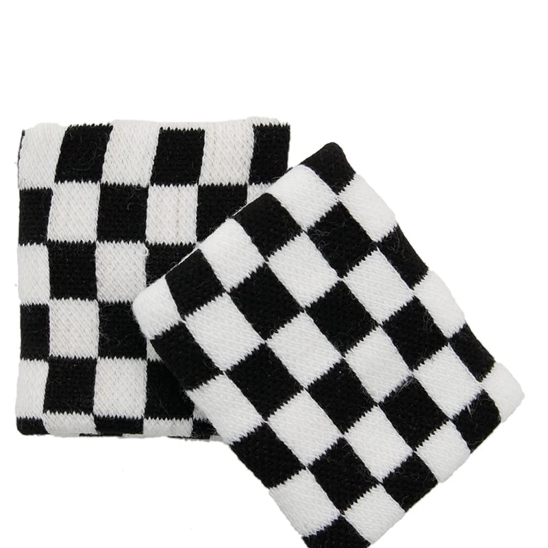 Black and White Checkered Sweatband Wristband