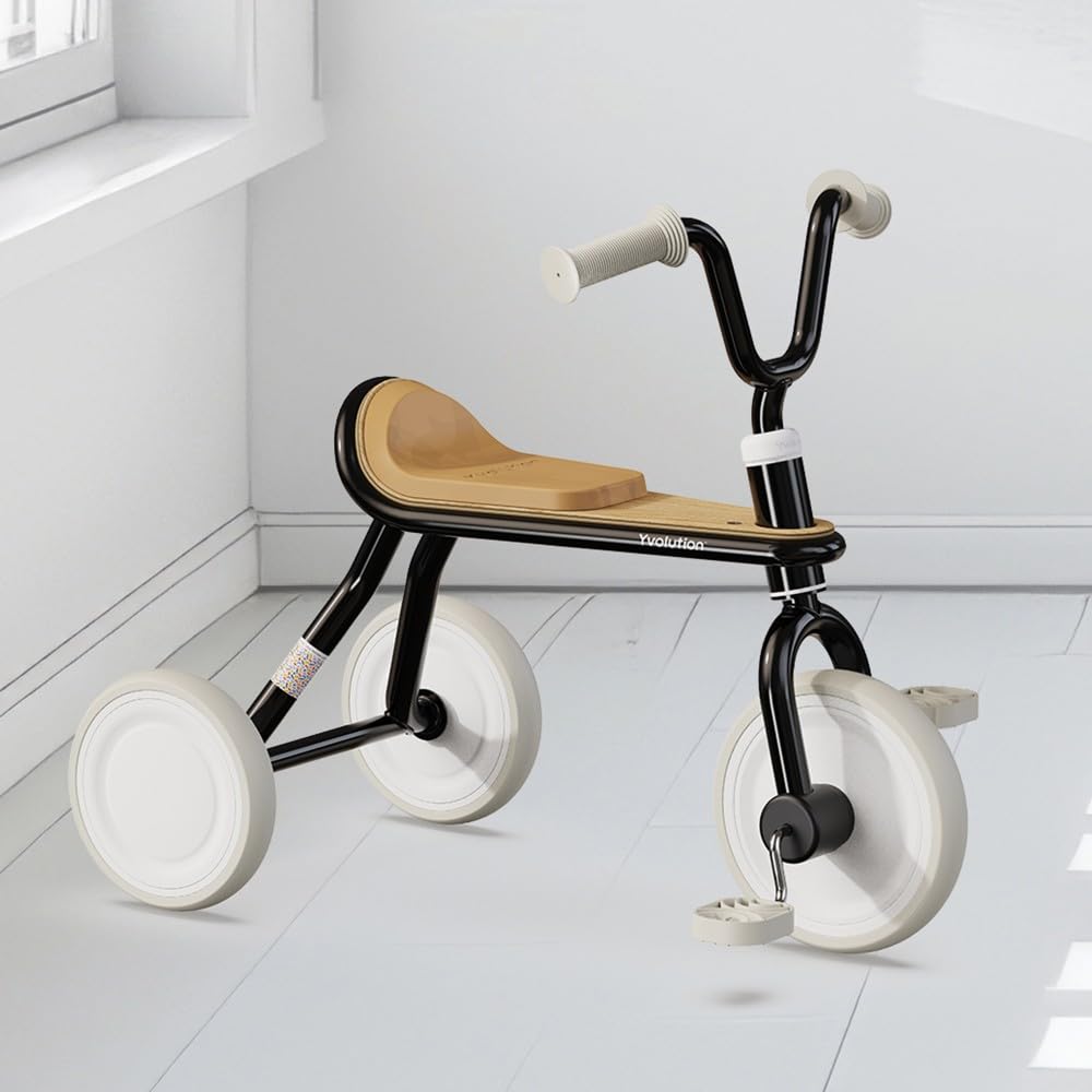 Yvolution Tricycle classique noir - Look vintage et siège confortable